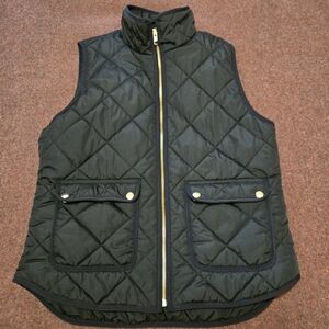 J. Crew Medium Puffer Jacket Care Tag Missing Gold Accents Excellent Cond